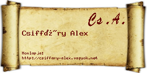 Csiffáry Alex névjegykártya